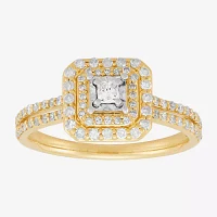 Womens 1/2 CT. T.W. Natural White Diamond 10K Gold Halo Engagement Ring