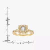 Womens 1/2 CT. T.W. Natural White Diamond 10K Gold Halo Engagement Ring