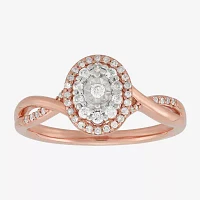 Womens 1/4 CT. T.W. Natural White Diamond 10K Rose Gold Halo Engagement Ring