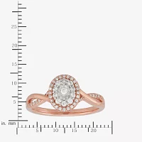 Womens 1/4 CT. T.W. Natural White Diamond 10K Rose Gold Halo Engagement Ring