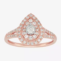 Womens 2 CT. T.W. Natural White Diamond 10K Rose Gold Halo Engagement Ring