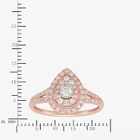 Womens 2 CT. T.W. Natural White Diamond 10K Rose Gold Halo Engagement Ring