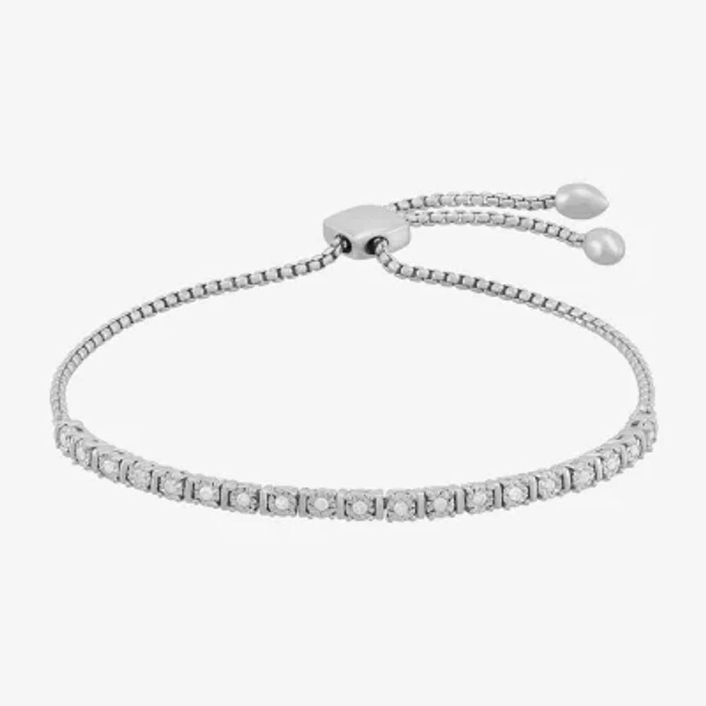 1/ CT. T.W. Natural White Diamond Sterling Silver Bolo Bracelet