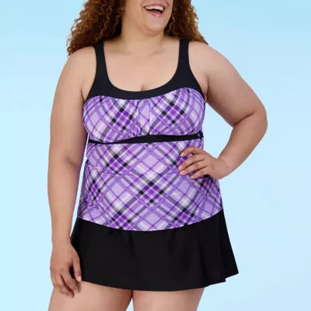 ZeroXposur Plaid Tankini Swimsuit Top Plus