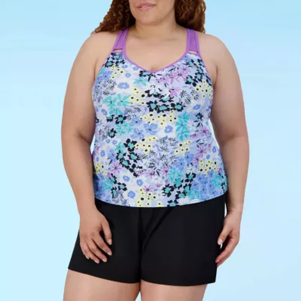 ZeroXposur Floral Tankini Swimsuit Top Plus