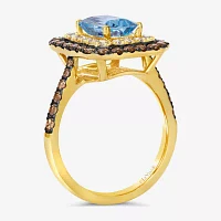 Le Vian® Ring featuring Sea Blue Aquamarine® Chocolate Diamonds® Nude Diamonds™ set in 14K Honey Gold™