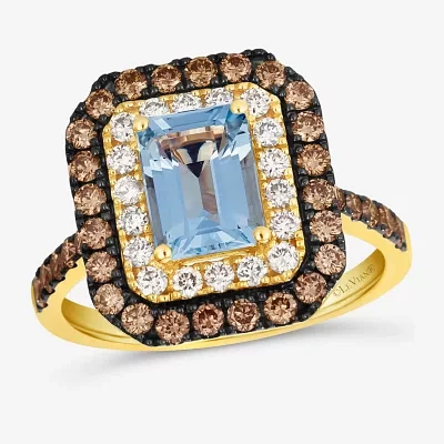 Le Vian® Ring featuring Sea Blue Aquamarine® Chocolate Diamonds® Nude Diamonds™ set in 14K Honey Gold™