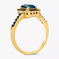 Le Vian® Ring featuring Deep Sea Blue Topaz™ Chocolate Diamonds® Nude Diamonds™ set in 14K Honey Gold