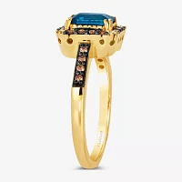 Le Vian® Ring featuring Deep Sea Blue Topaz™ Chocolate Diamonds® Nude Diamonds™ set in 14K Honey Gold