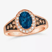 Le Vian® Ring featuring Deep Sea Blue Topaz™ Chocolate Diamonds® Nude Diamonds™ set in 14K Strawberry Gold®