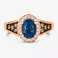 Le Vian® Ring featuring Deep Sea Blue Topaz™ Chocolate Diamonds® Nude Diamonds™ set in 14K Strawberry Gold®