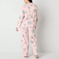 Adonna Womens Plus Fleece Long Sleeve 2-pc. Pant Pajama Set