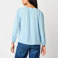 a.n.a Womens Shine V Neck 3/4 Sleeve Blouse