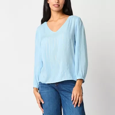 a.n.a Womens Shine V Neck 3/4 Sleeve Blouse