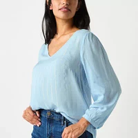 a.n.a Womens Shine V Neck 3/4 Sleeve Blouse