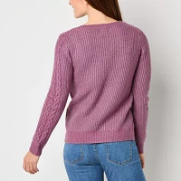 St. John's Bay Womens V Neck Long Sleeve Pullover Sweater