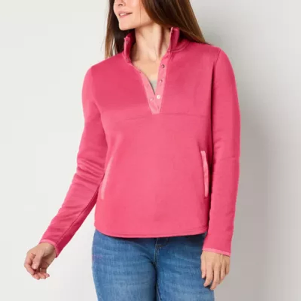 St. John's Bay Womens Mock Neck Long Sleeve Sweatshirt