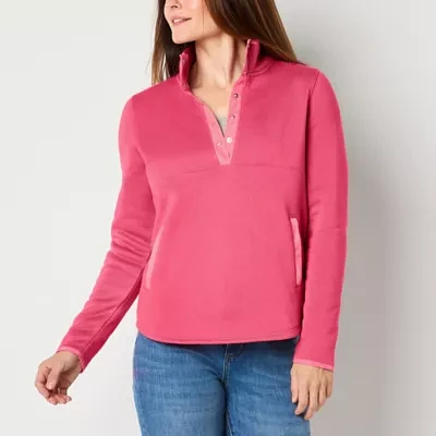 St. John's Bay Womens Mock Neck Long Sleeve Sweatshirt