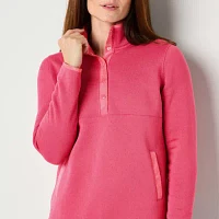 St. John's Bay Womens Mock Neck Long Sleeve Sweatshirt