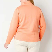 St. John's Bay Plus Womens Mock Neck Long Sleeve Sweatshirt