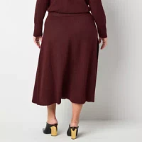 Worthington Plus Womens Midi Sweater Skirt