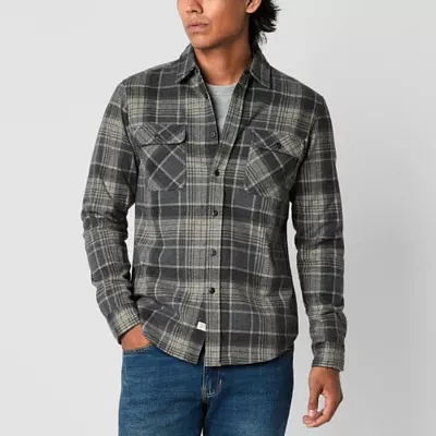 Frye and Co. Mens Regular Fit Long Sleeve Brushed Knit Flannel Shirt