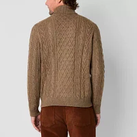 mutual weave Cable Sweater Mens Turtleneck Long Sleeve Pullover