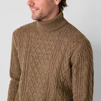 mutual weave Cable Sweater Mens Turtleneck Long Sleeve Pullover