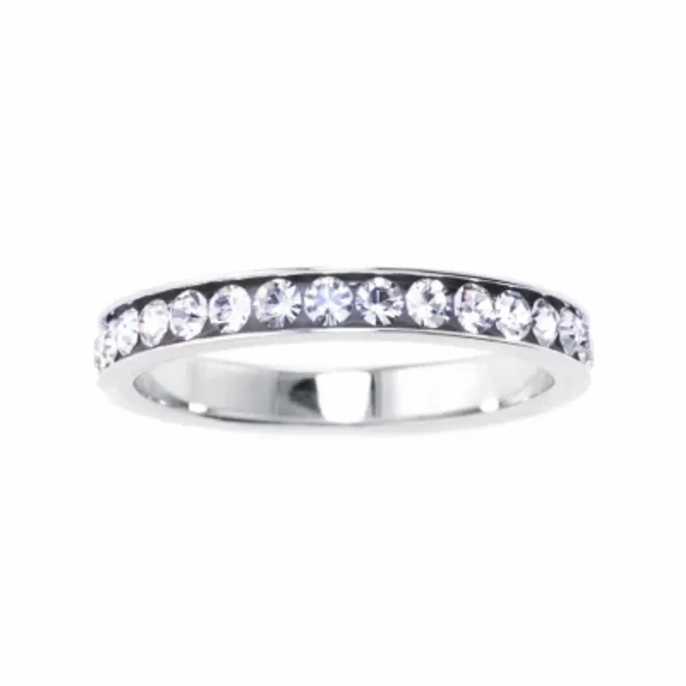 Silver Treasures Womens Crystal Sterling Band