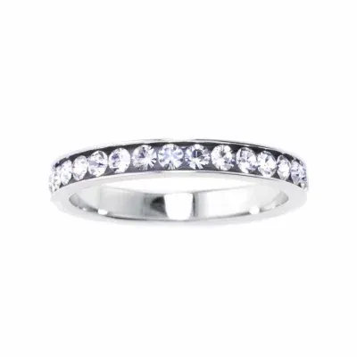 Silver Treasures Womens Crystal Sterling Band