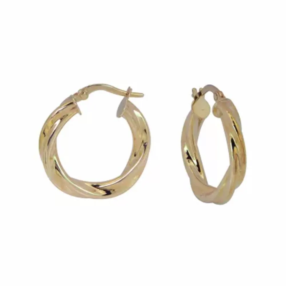 14K Yellow Gold Twisted Polished Hoop Earrings