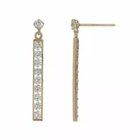 14K Gold White Cubic Zirconia Drop Earrings