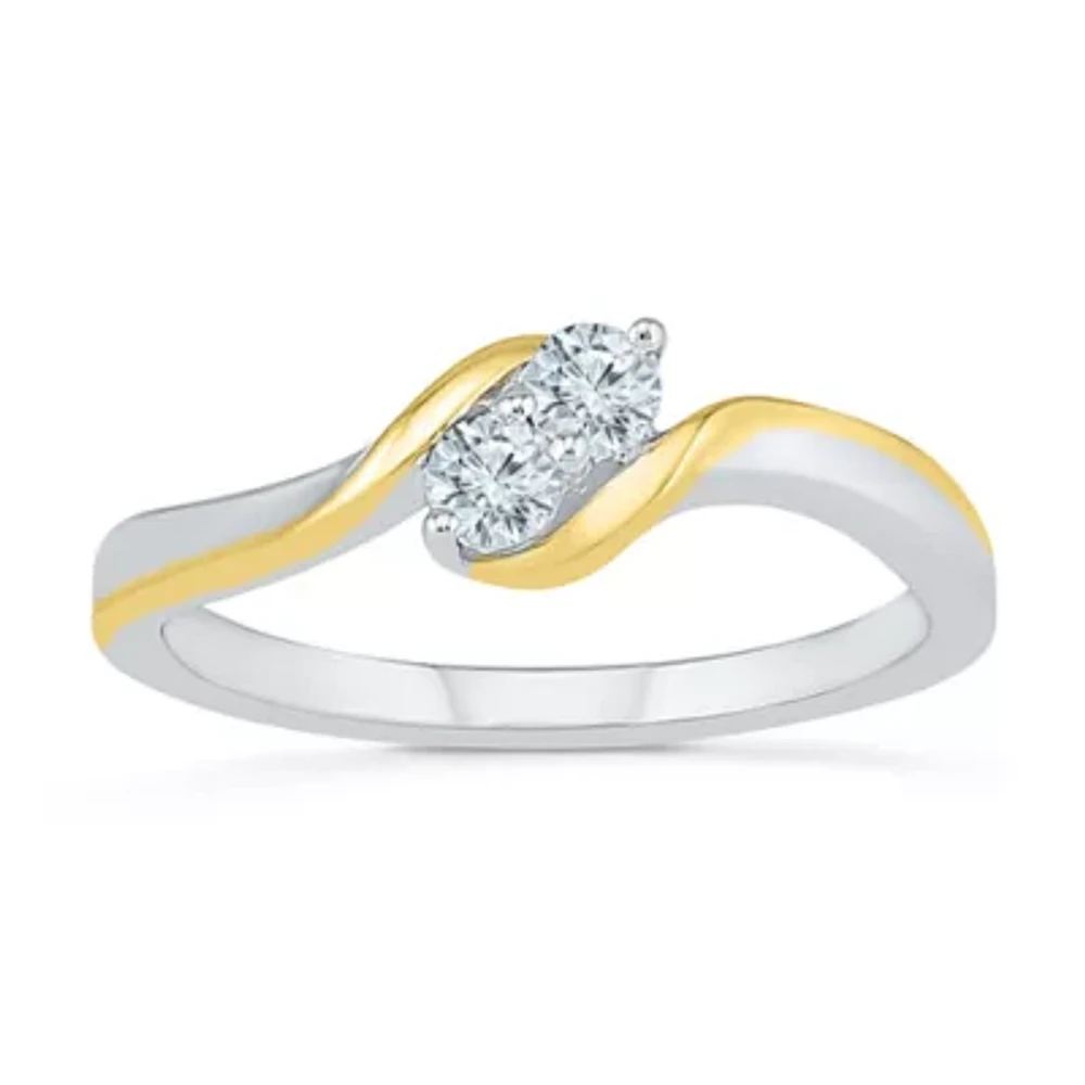 Womens 1/5 CT. Natural White Diamond 10K Gold Cocktail Ring