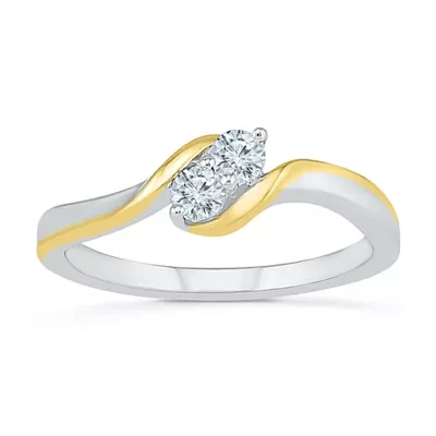 Womens 1/5 CT. Natural White Diamond 10K Gold Cocktail Ring