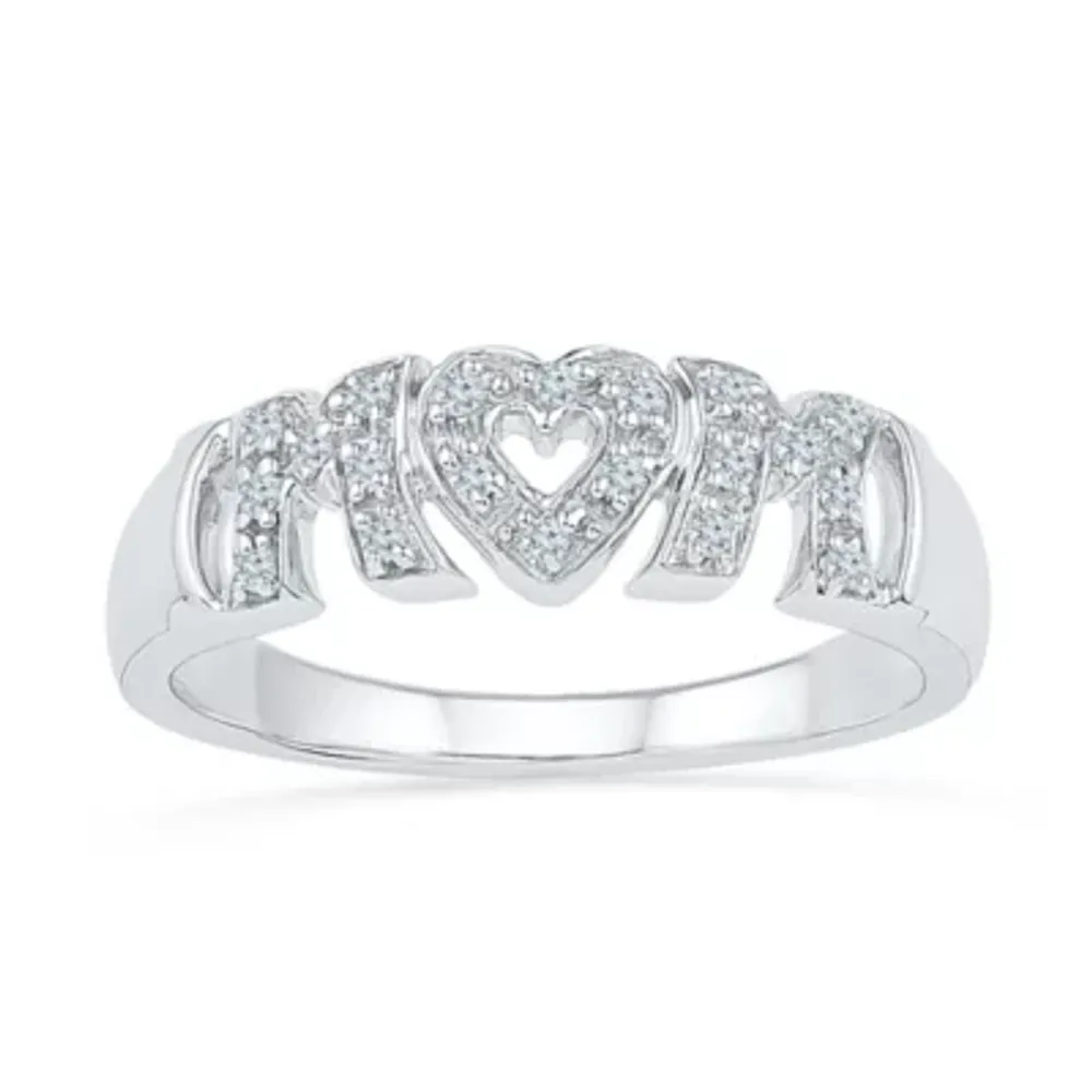 "Mom" 2MM 1/10 CT. T.W. Natural White Diamond 10K Gold Band