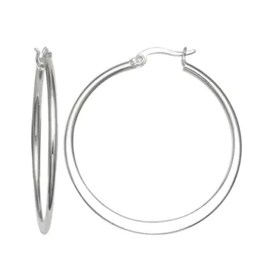 Silver Reflections Pure Silver Over Brass 30mm Round Hoop Earrings