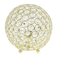 Elegant Designs Elipse 8 Inch Crystal Ball Sequin Metal Table Lamp