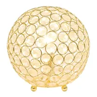 Elegant Designs Elipse 8 Inch Crystal Ball Sequin Metal Table Lamp