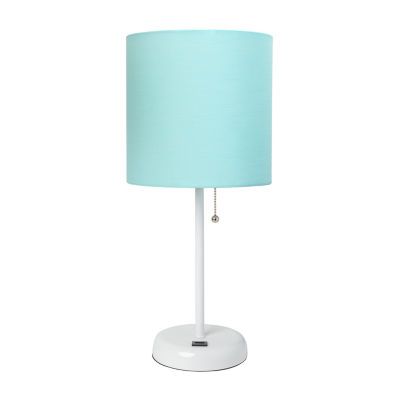LimeLights Stick Lamp with USB charging port and Fabric Shade