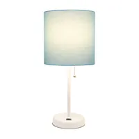 LimeLights Stick Lamp with USB charging port and Fabric Shade