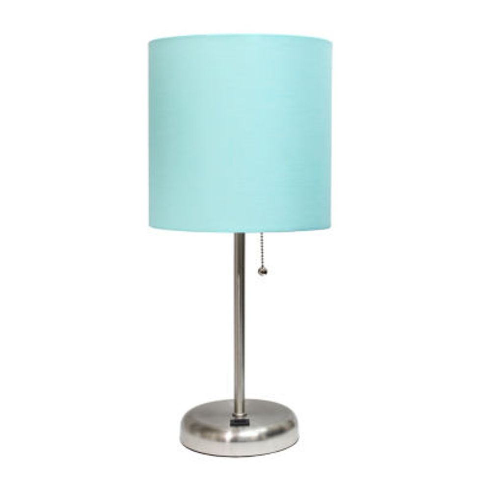 LimeLights Stick Lamp with USB charging port and Fabric Shade