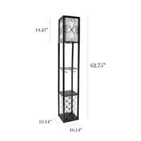 Simple Designs Floor Lamp Etagere Organizer Storage Shelf and Wine Rack with Linen Shade