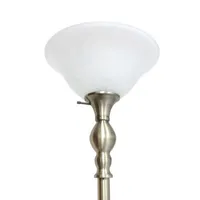 1 Light Torchiere Floor Lamp with Marbleized Glass Shade