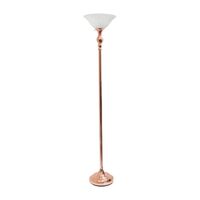 1 Light Torchiere Floor Lamp with Marbleized Glass Shade