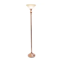 1 Light Torchiere Floor Lamp with Marbleized Glass Shade