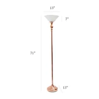 1 Light Torchiere Floor Lamp with Marbleized Glass Shade