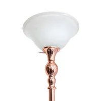 1 Light Torchiere Floor Lamp with Marbleized Glass Shade