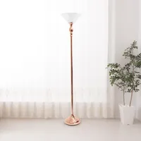 1 Light Torchiere Floor Lamp with Marbleized Glass Shade