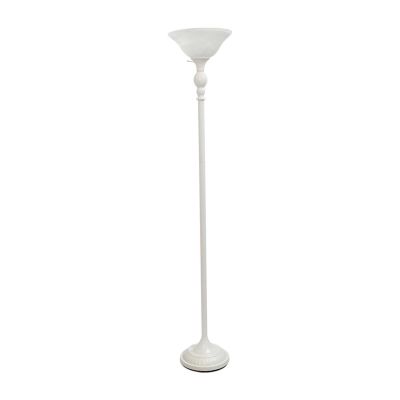 1 Light Torchiere Floor Lamp with Marbleized Glass Shade