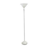 1 Light Torchiere Floor Lamp with Marbleized Glass Shade